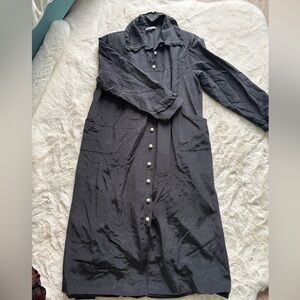 Batsheva Black Long-Sleeve Button-Front Dress